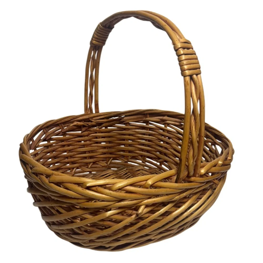 Vintage Gathering Basket Large Hand Woven Handcrafted Natural Fireplace Fireside